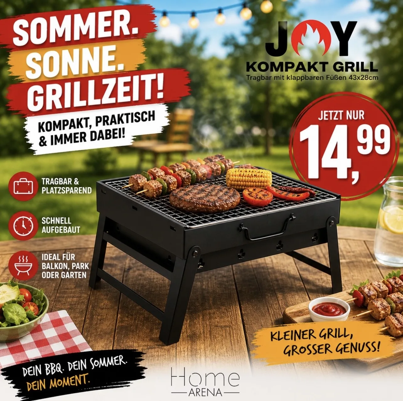 Arena Home Social-Media-Angebot für einen Kompaktgrill