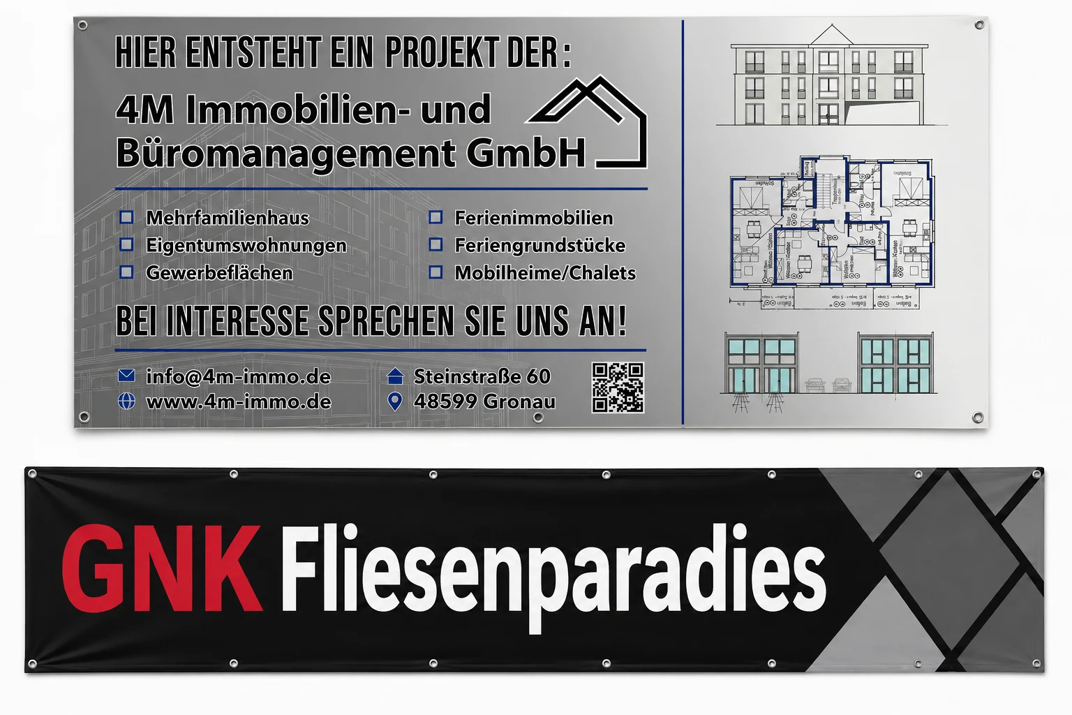 Individuell bedruckte Werbe- und Bauzaunbanner